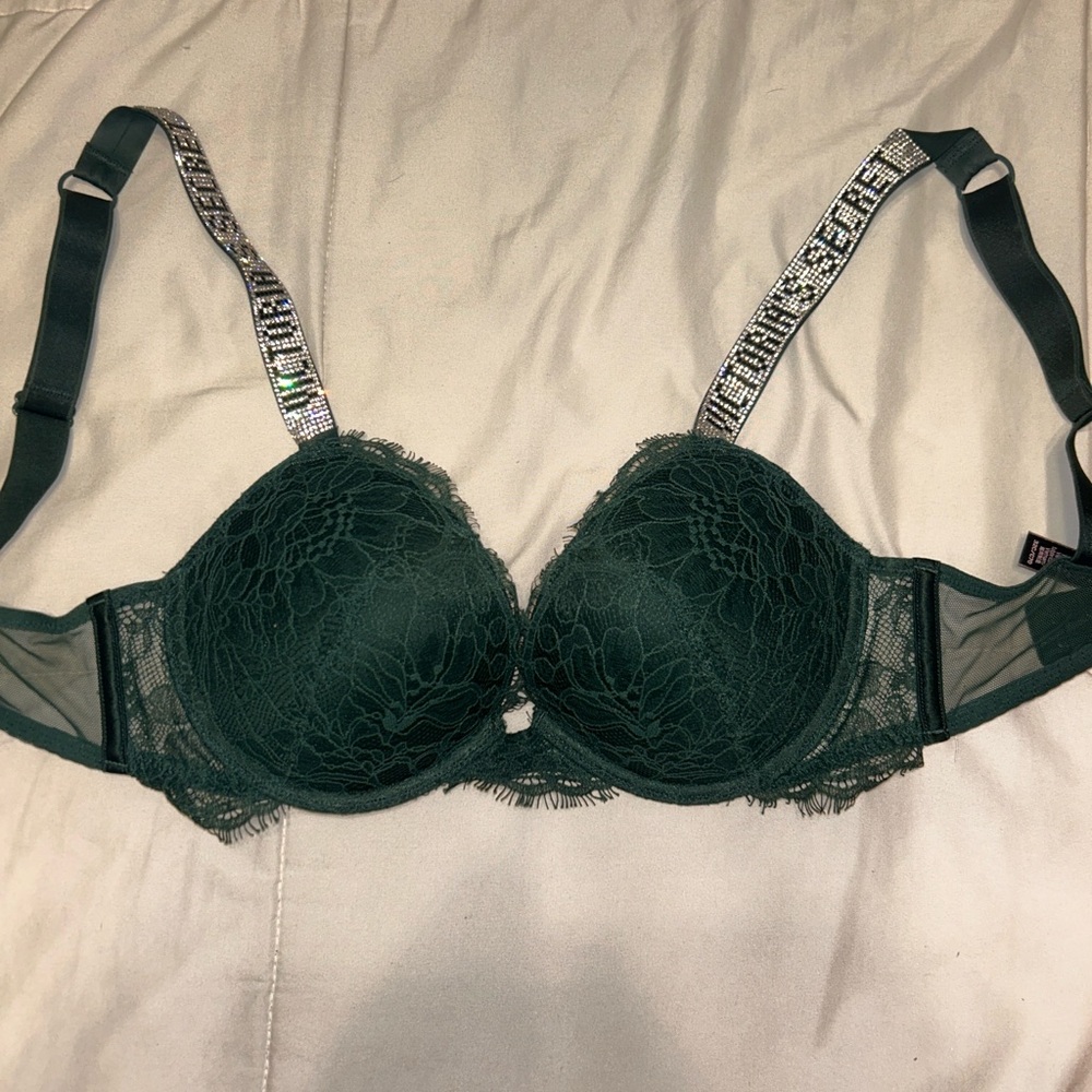 Embellished Green Lace Victoria secret bra
